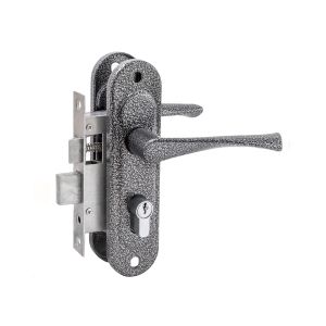 Замок врезной цилиндровый с защёлкой в комплекте с ручкой ЗВ4-50.01 (серебро), 5 кл.